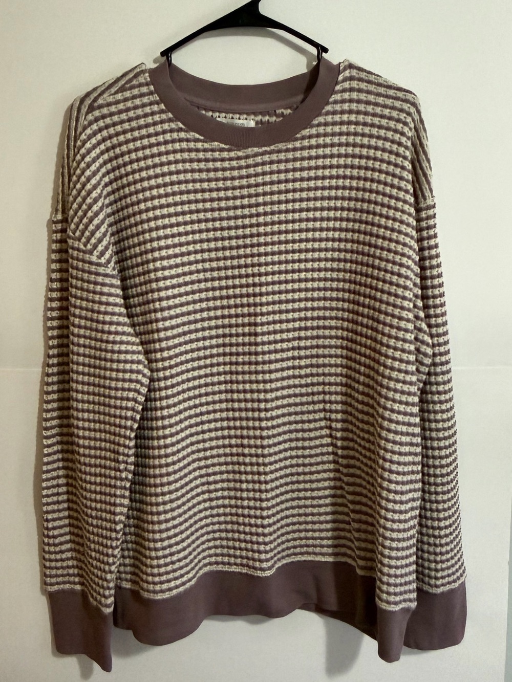 Maurices Taupe and Cream Waffle-Knit Pullover